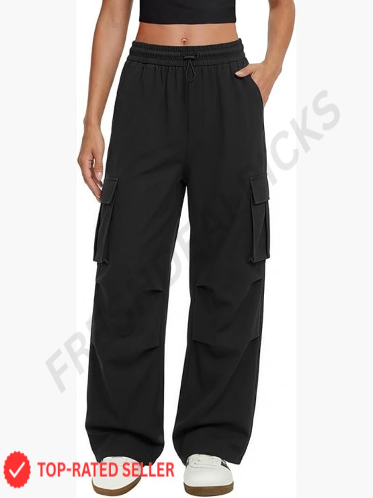 High Waisted Cargo Parachute Pants Wide Leg Baggy Y2k Hiking Casual